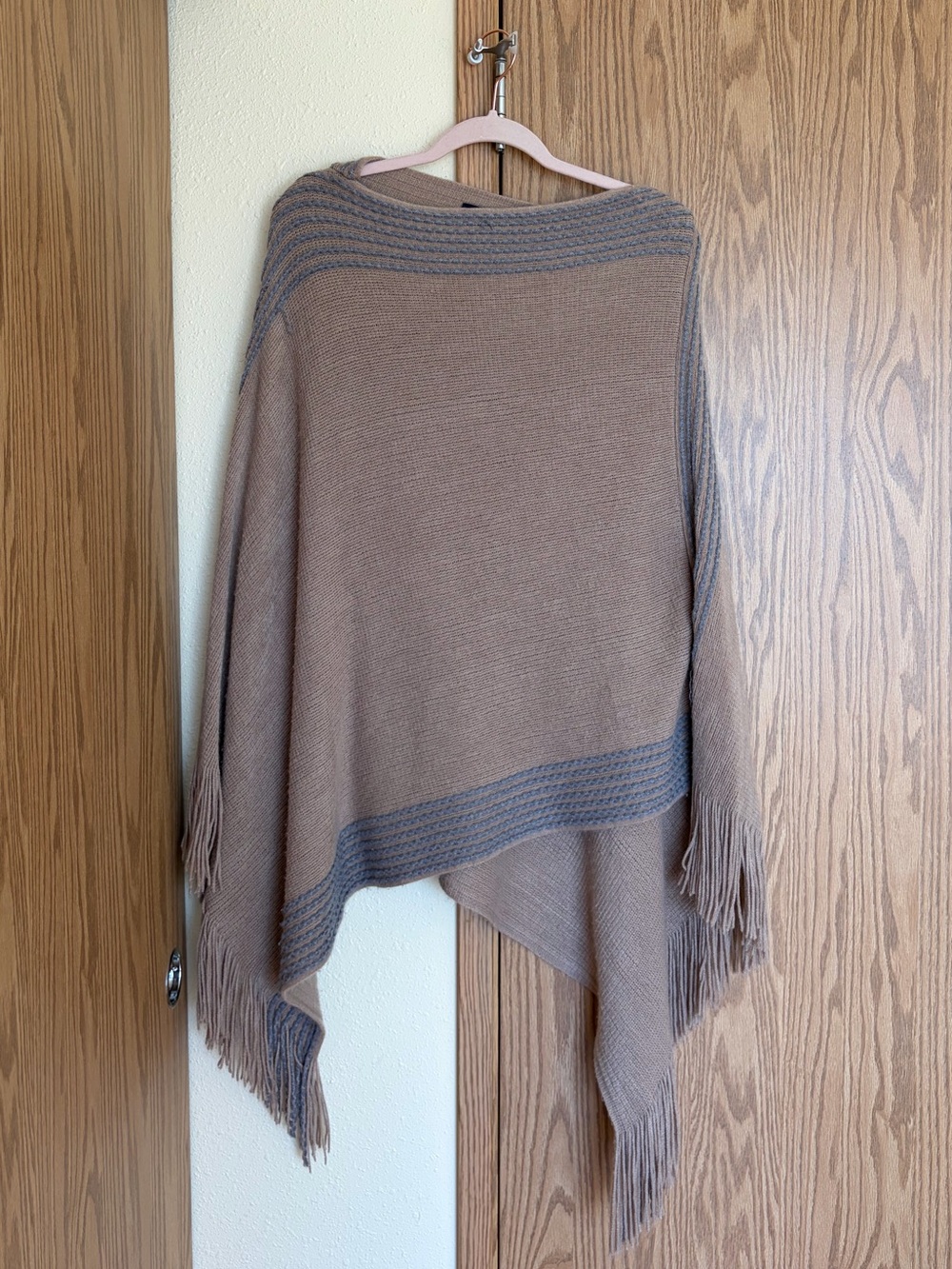 Max Edition Taupe Poncho with Gray Trim